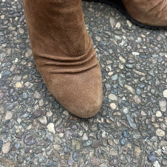 MICHAEL Michael Kors Norma Brown Suede Leather Ankle Wedge Bootie Boots Size 6.5 - Picture 3 of 11